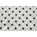 Thassos White Polished Marble Stanza Mosaic Tile w/ Black Dots
