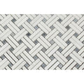 Thassos White Polished Marble Stanza Mosaic Tile w/ Blue-Gray Dots