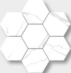 3x3 Statuario Hexagon Porcelain Tile Vallelunga Collection